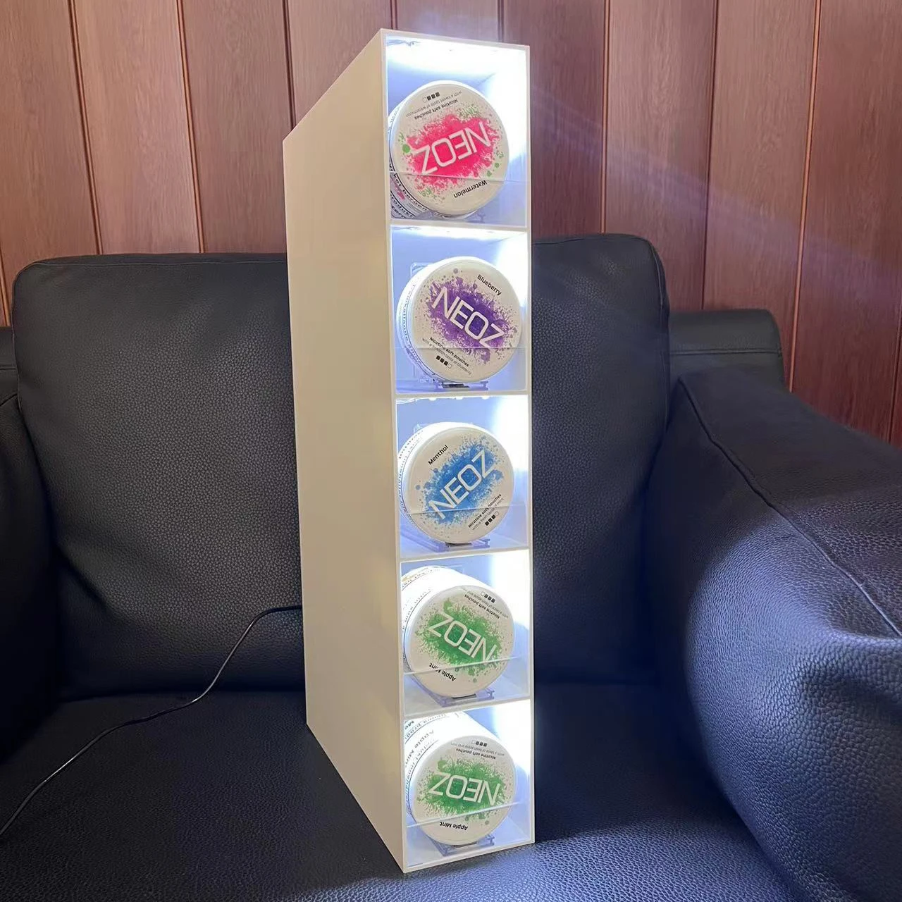 Custom cigarette showing stand with led light Acrylic material Cigarette vending machine with thrusters for smoke shop