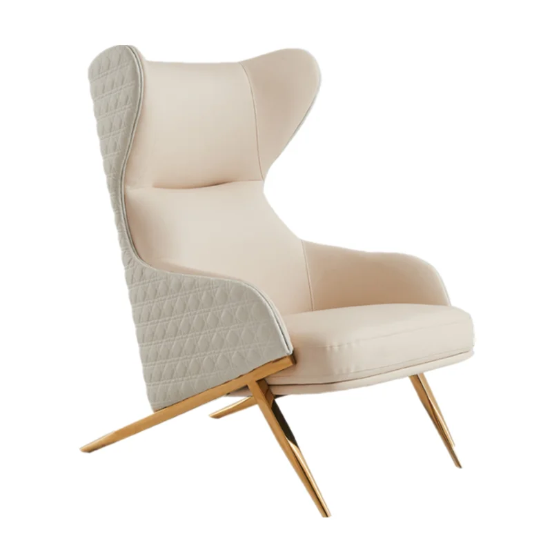 Single Leather Sofa Chair High Quality Yellow Color Leather Wing Chair Sofa