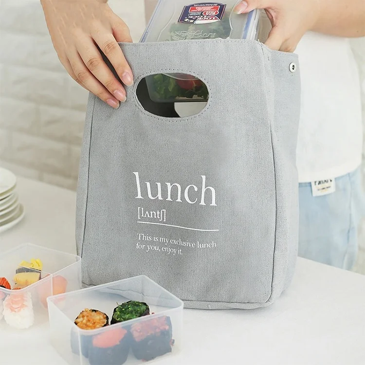 Hot Sale Thickened Keep Fresh Canvas Insulated Bento Lunch Bag Tote Cooler Bag