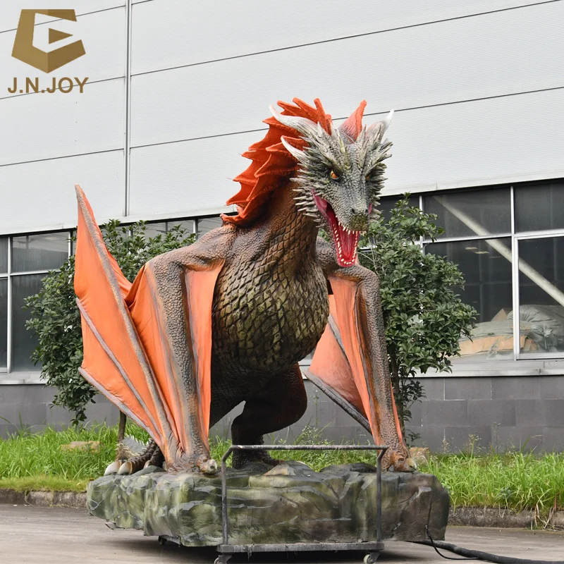 SGAD162 Zigong  Life size mechanical moving dragon realistic red fire dragon animatronic