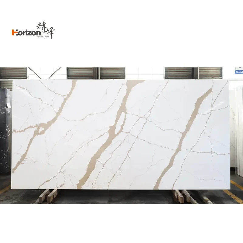 Horizon China Calacatta White Jade Quartz Slabs Artificial Quartz Stone for Countertop Bathroom Vanity Backsplash