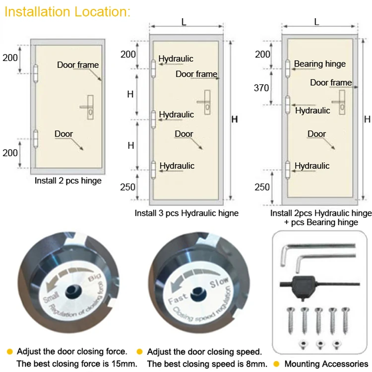 Glass Door silent Space Aluminum Hydraulic Closer Hinges BH-type Soft Closing Hinge for Office Door