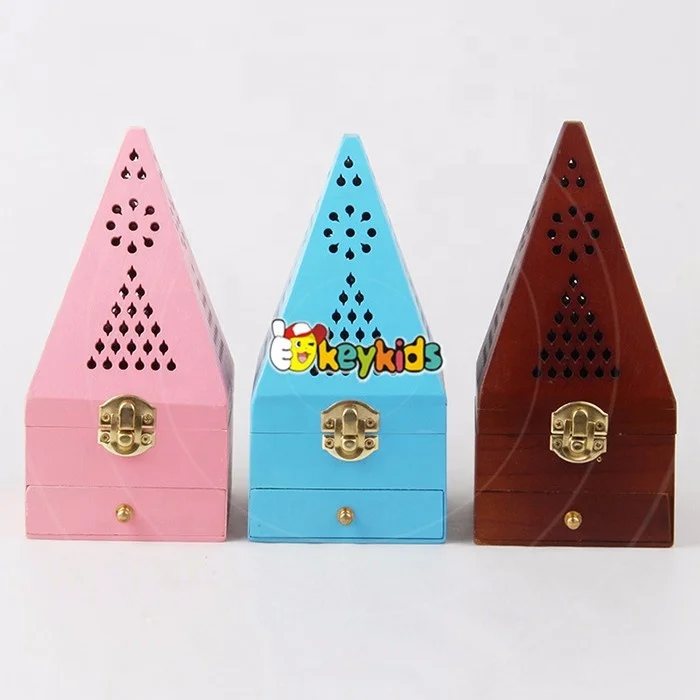Wholesale cheap antique pyramid design wood incense holder / incense burner W02A258