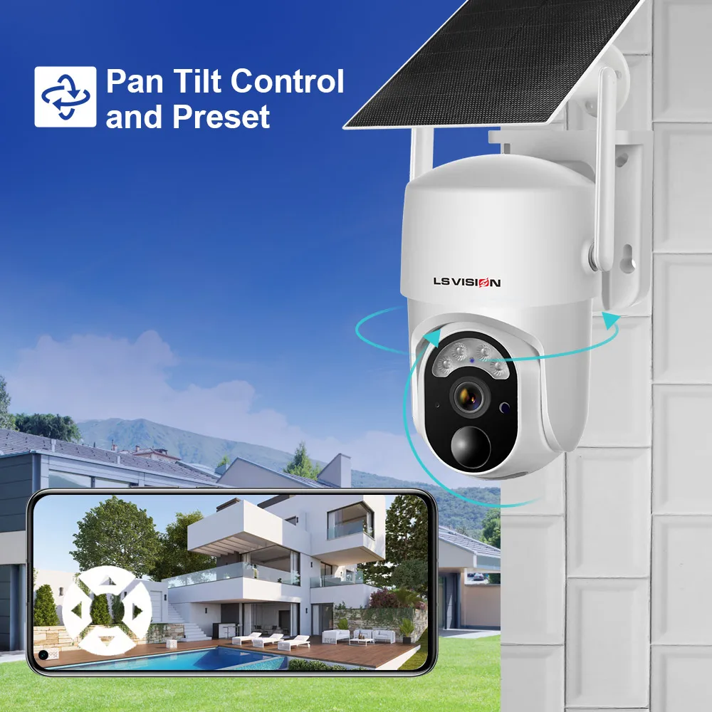 LS VISION 3MP PTZ Camera TF  IP66 MIC Camara IP 4K Solar Camera Indoor Security Camera Wireless Outdoor