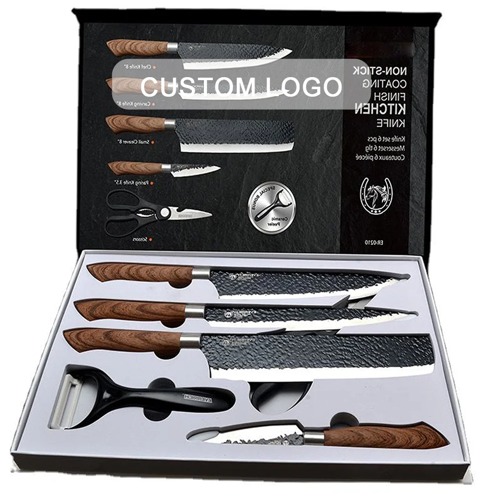 Factory wholesale Hot Sale 6pcs sets Kitchen Chef Knives Sets Modern 8 Inch Stainless Steel Knives Set With Gift Box for Kitchen