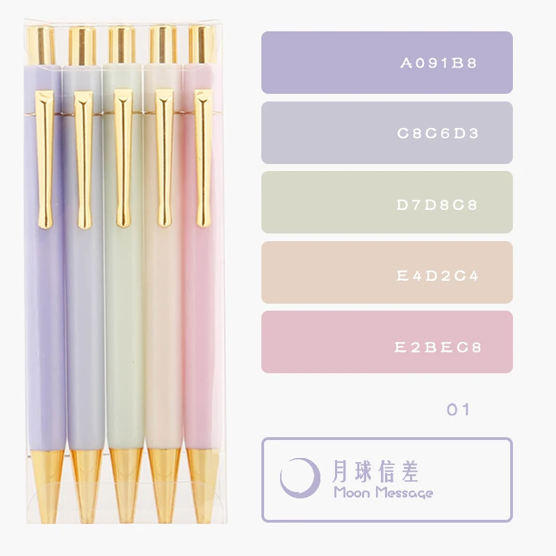 Custom Logo Pastel Gold Hexagon Plastic Ball Pen, Colorful Pen Sets for Office, Hotel, School, Ink Pens for Women, Men