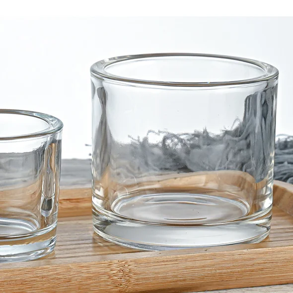 Different size Candle glass jars with Natural wooden lids bamboo lids