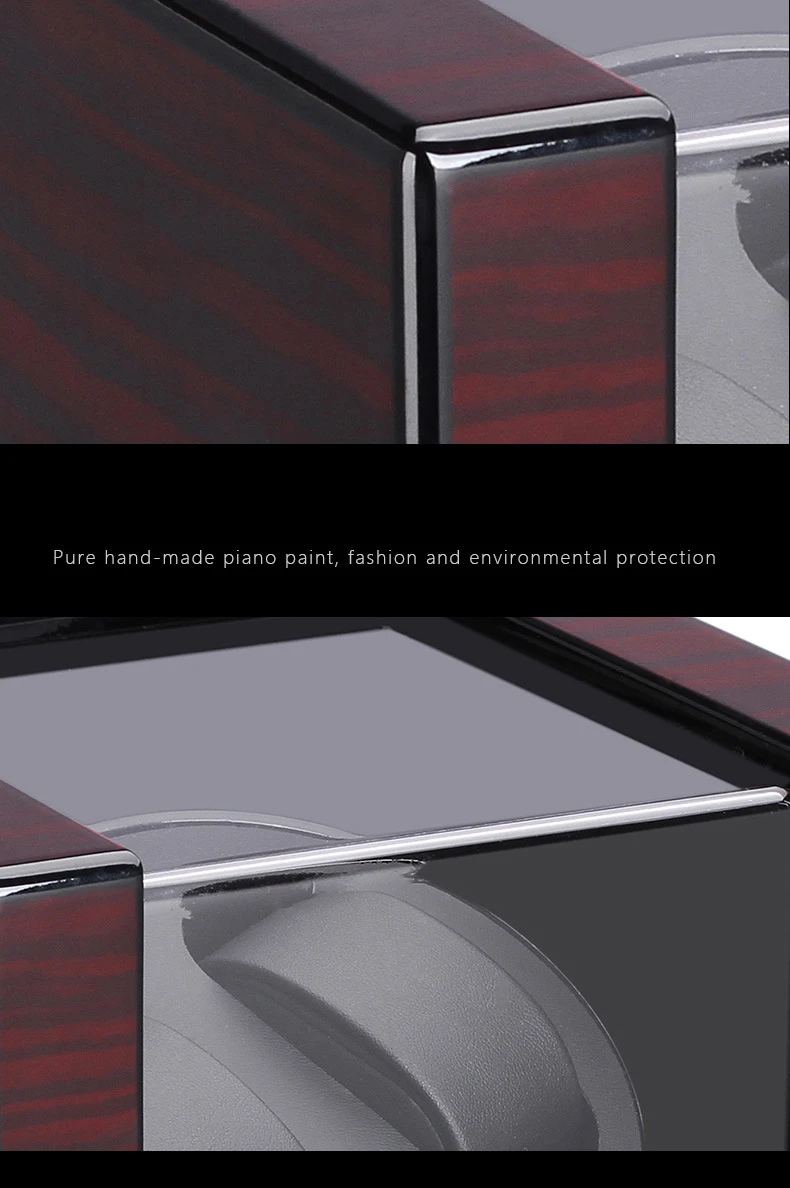 Luxury Red Sandalwood Paint Watch Winder Box Custom Silent Rotation Speed Regulation Automatic Winder