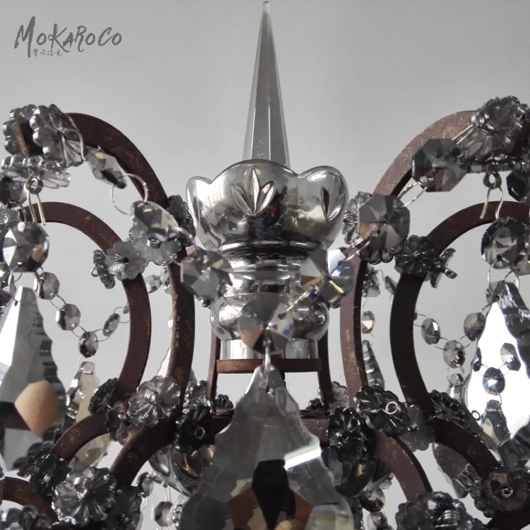 
19th c. rococo iron & crystal floor lamp smoke gray crystal lamp decoration and lanterns of restoring ancient floor lamp 