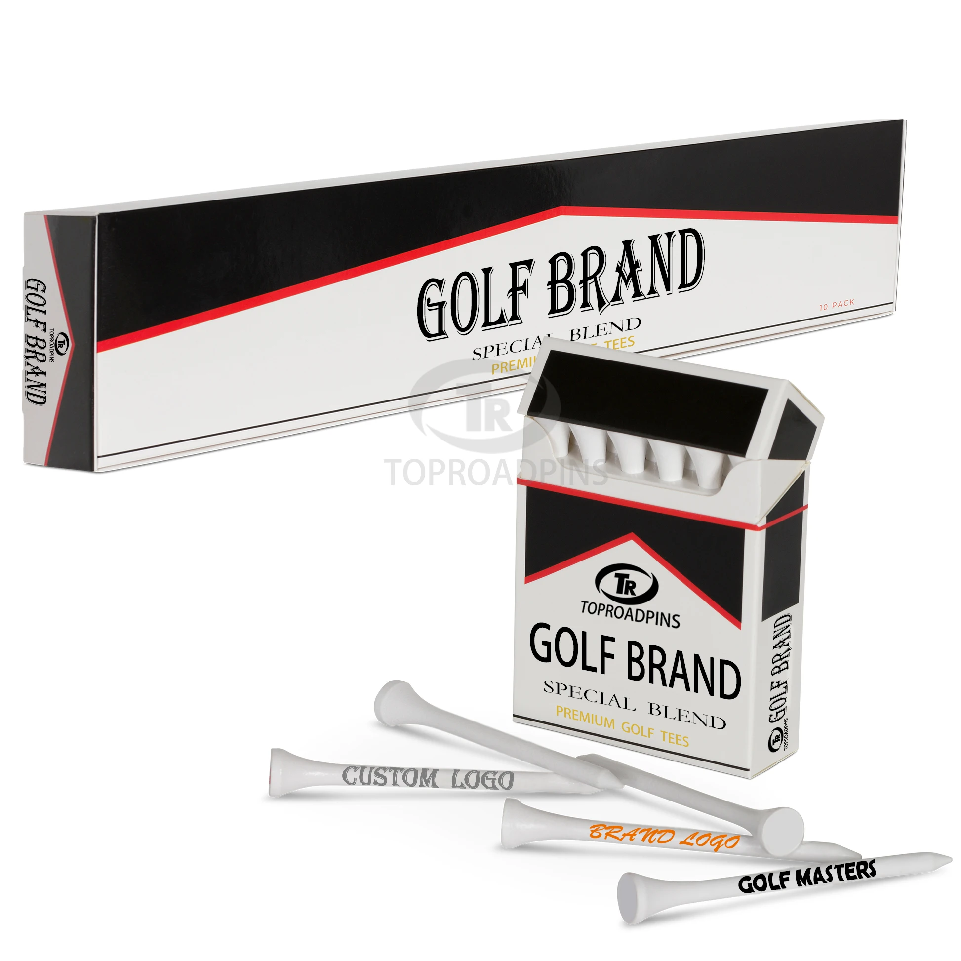 Wholesales bamboo wooden golf tee supports custom logo color design 70mm 83mm cigarette case pack golf peg