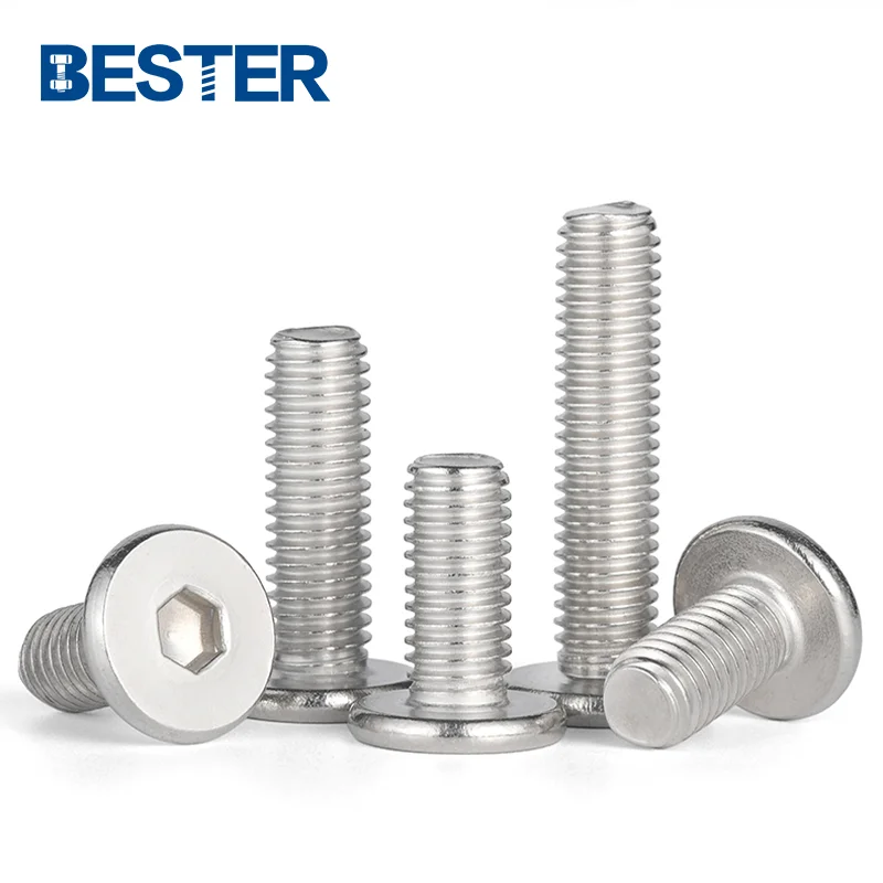 Din6912 Stainless Steel hex ultra-thin oblique edge flat corner chamfer round head furniture wafer socket screw