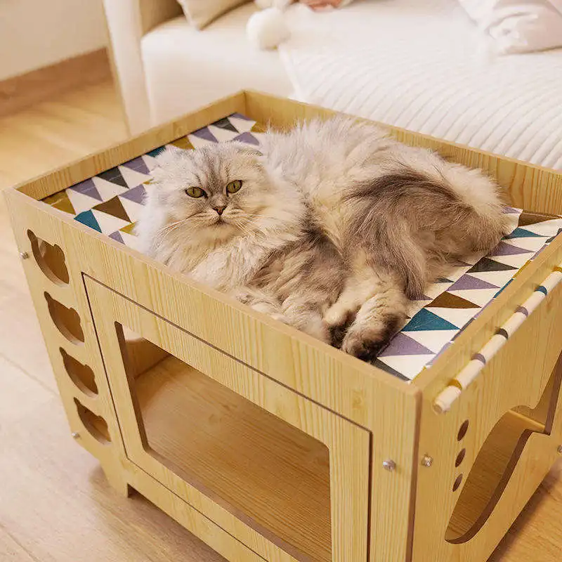 OE ODM Custom Modern Durable Indoor Outdoor Dog Cat House Furniture Wholesales Small Animal Bamboo Cabinet Pet Houses for pets