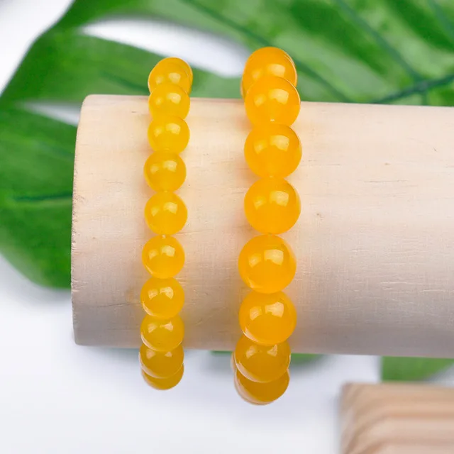 Yellow Agate Jade Round Bead Bracelet High Quality Citrine Handmade Semi Gemstone Beads Bracelet Natural Stone Available 1-3days
