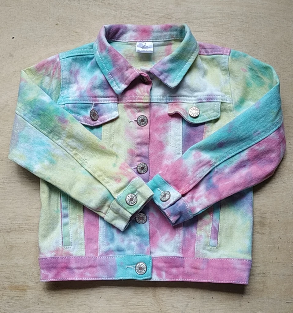 New Spring Autumn Girls Long Sleeve Tie Dye Denim Jacket Baby Kids Coats Jeans Jacket Clothing Outwear Children Denim Jacket