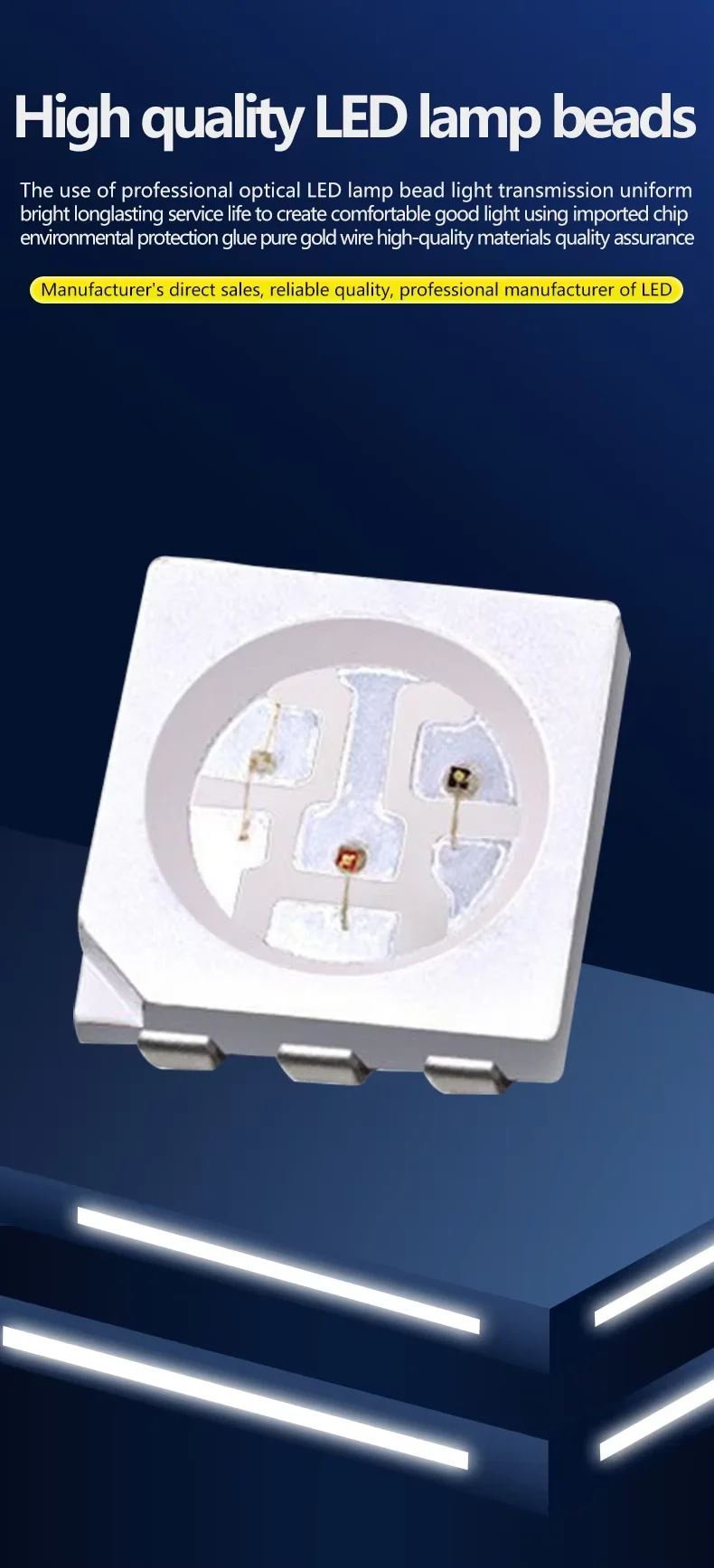 5050 RGB SMD LED Red Green Blue SMT LED PLCC-6 3-Chips Light Emitting Diodes Lamp Bead For Car, Boat, Bike