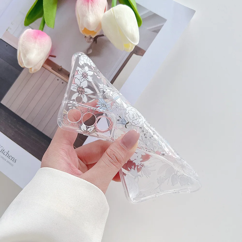 Beautiful small floral phone case For iphone13 14promax Samsung S23ultra A54 painted tpu case