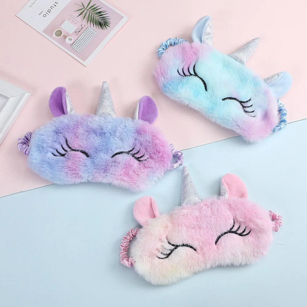 
Unicorn Sleeping Mask Cute Unicorn Horn Soft Plush Blindfold Eye Cover for Women Girls 