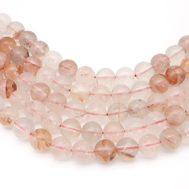 Natural Stone Beads Hematoid Quartz Red Tangerine Quartz Smooth Round Loose Beads for Jewelry Making