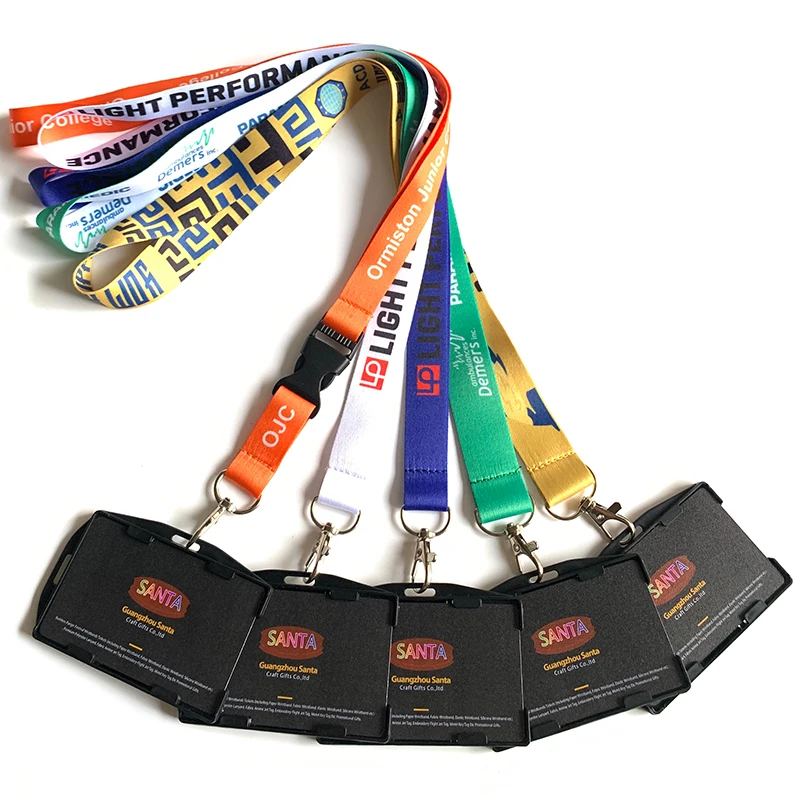 Custom Sublimation Office Business Work Staff Polyester Lanyard With Id Card Badge Holder Hard Plastic