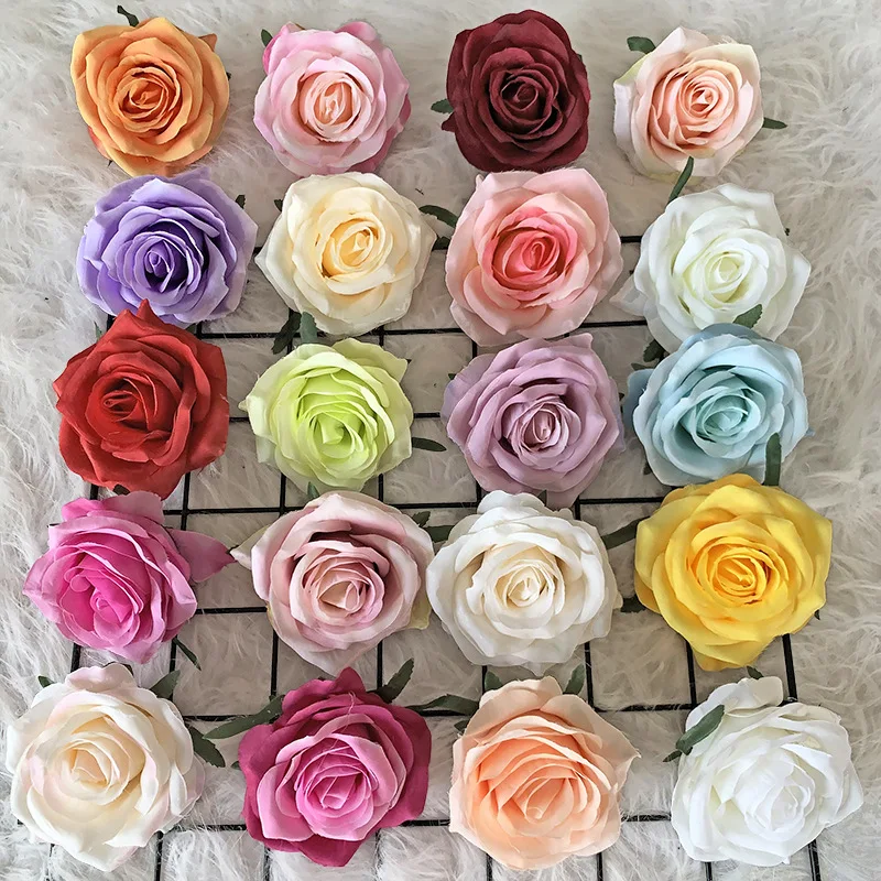 Yopin-1340 Wedding Decorative Faux Rose Head 10CM Artificial Silk Rose Flower Heads