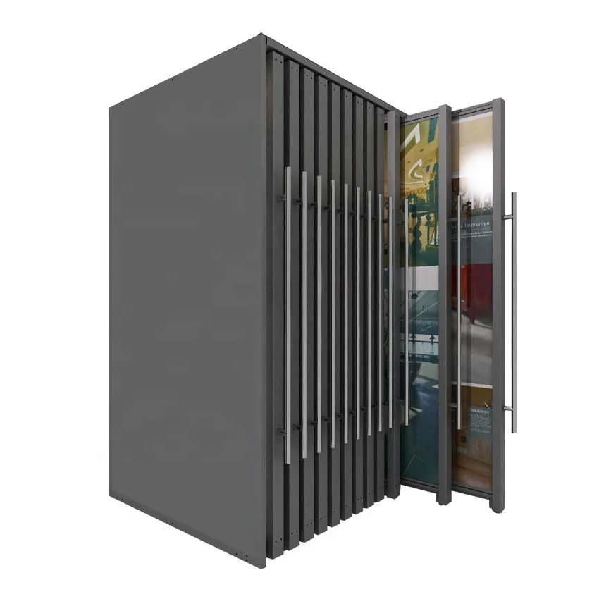 Factory Rotary Granite Showroom Sliding Marble Panel Sample Stands Custom Slab Sintered Stone Ceramic Tiles Slider Display Racks