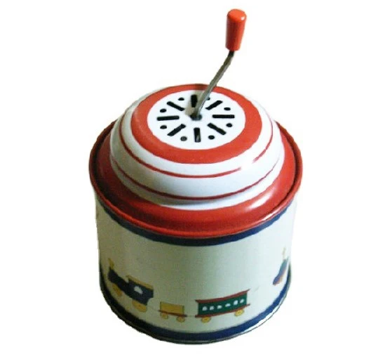 Manufacture High Quality Customized Wind up Metal Toys Musical Tin Box With Crank Handle
