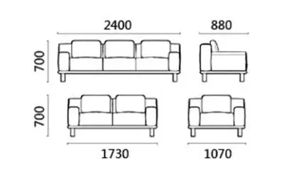 Modern Modular Sectional Sofa Set Couch Leather Couch Brown