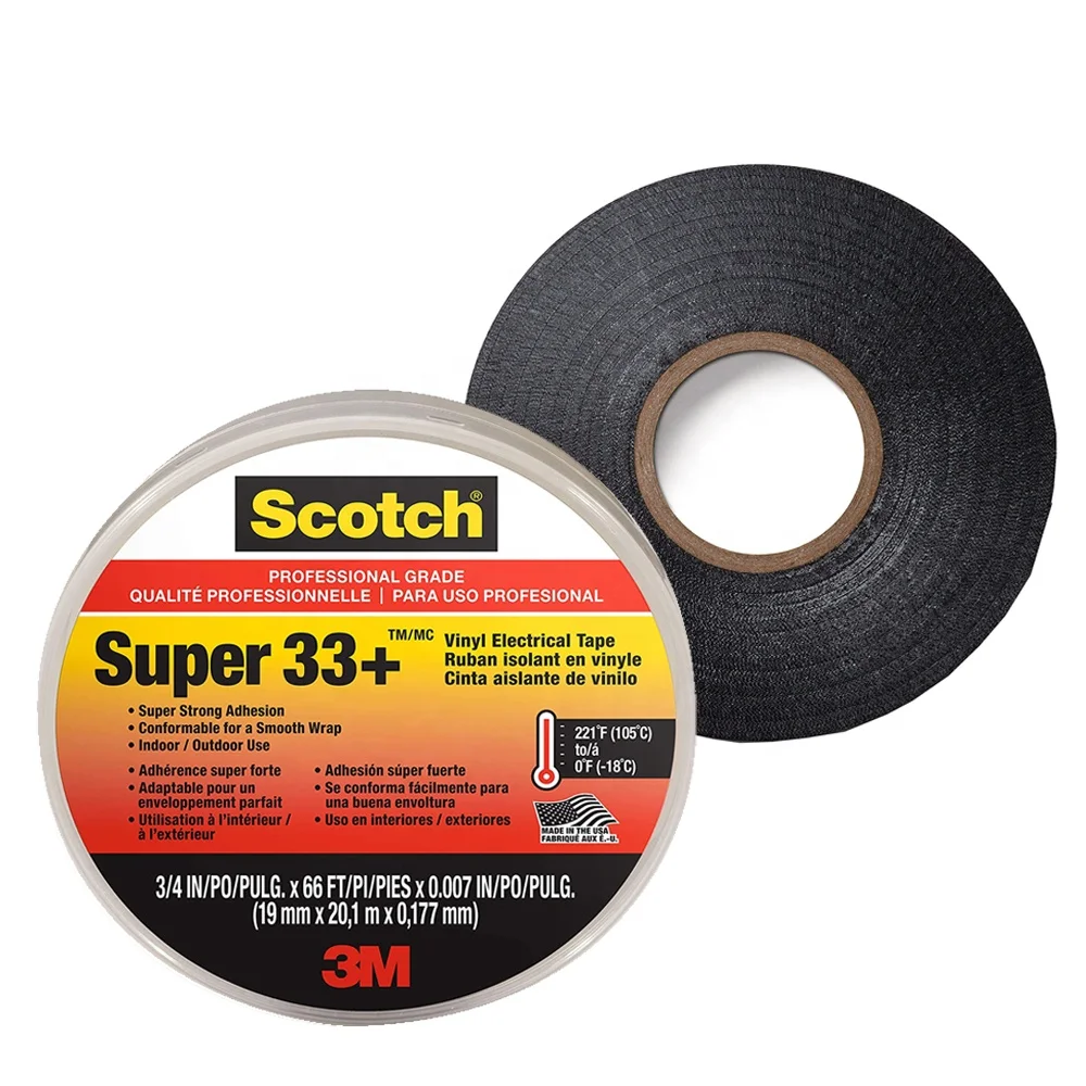 Flame-retardant 33+ Vinyl Electrical Tape Black PVC Tape 19mmX20M 10rolls/package