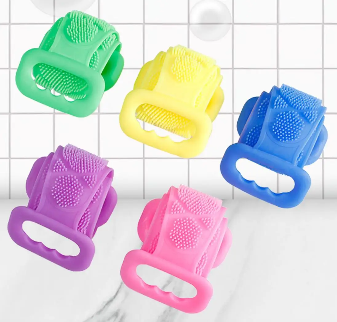 Eco Friendly Silicone Bath Body Brush Exfoliating Long Silicone Body Scrubber, Easy to Clean Lathers Well