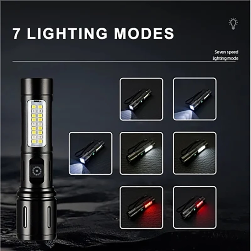 1000m White laser side light telescopic zoom waterproof rechargeable usb led tactical torch Work light outdoor flashlights