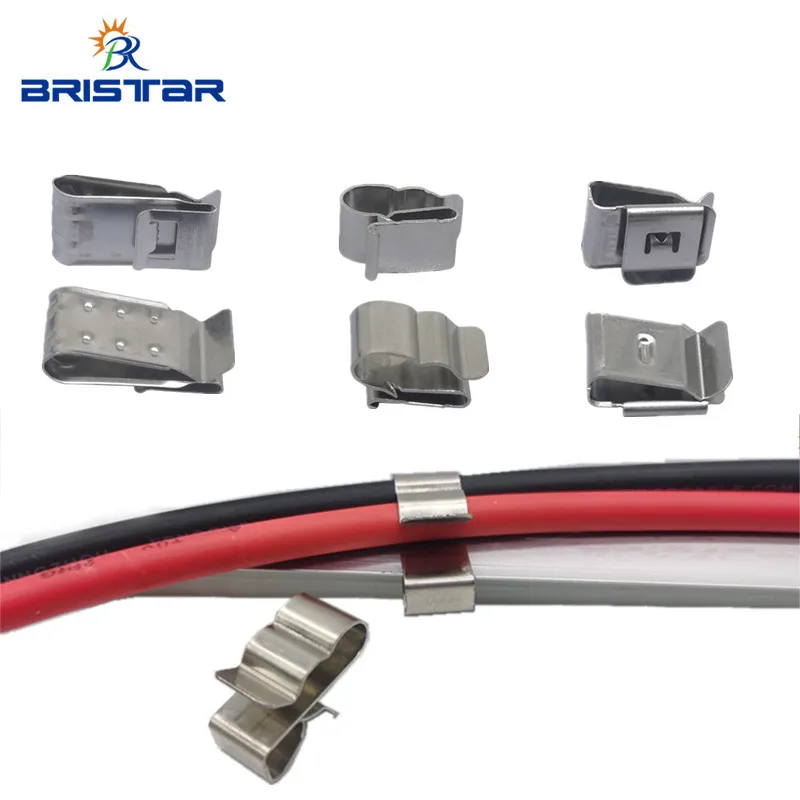 HF 2 core solar panel steel cable clip wire management grounding earth twin PV clips system