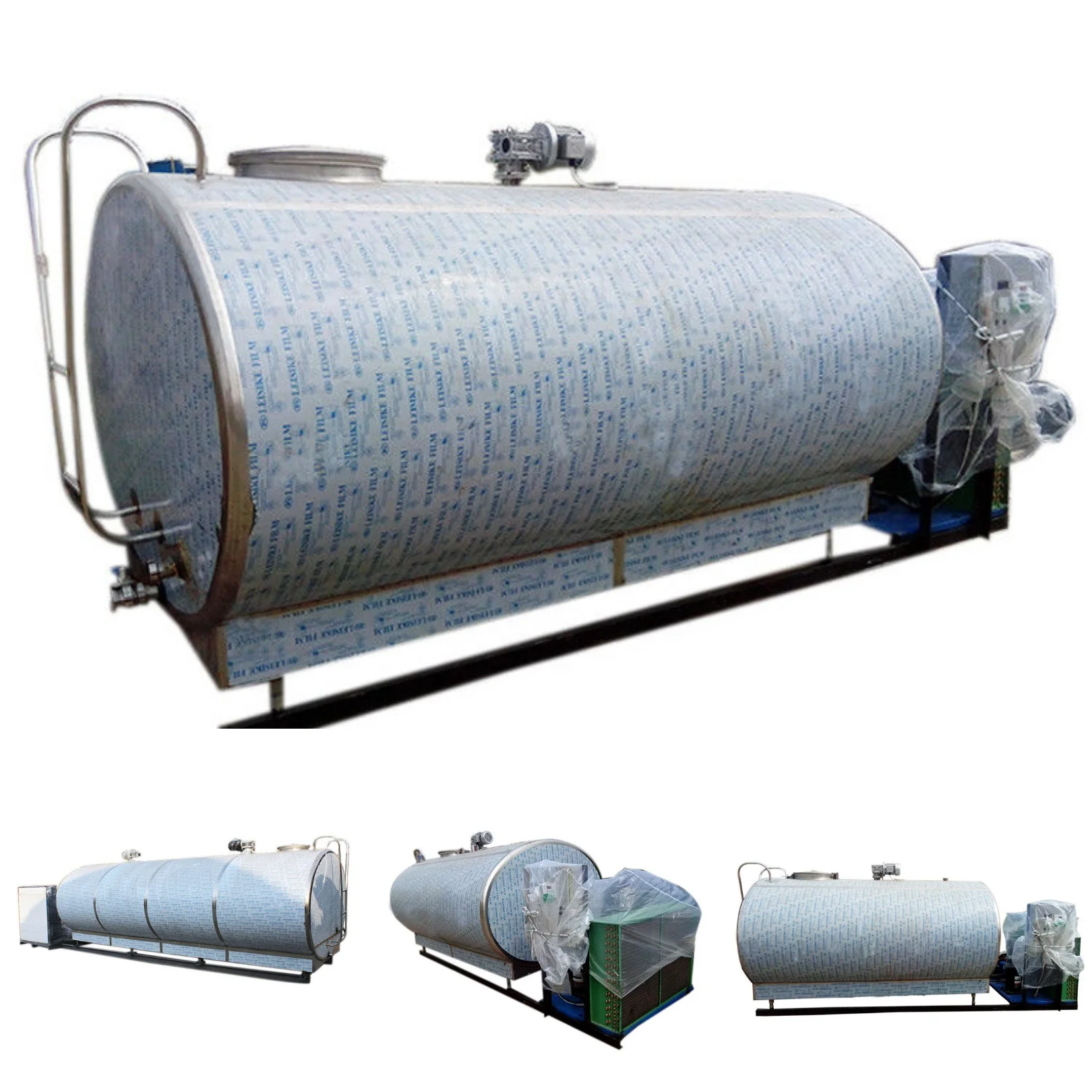 Stainless steel horizontal refrigerated  fresh goat milk cooling tanks