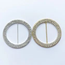 Simple round shape 40mm inner size two layer rhinestone crystal buckles for wedding chair or party dresses belts