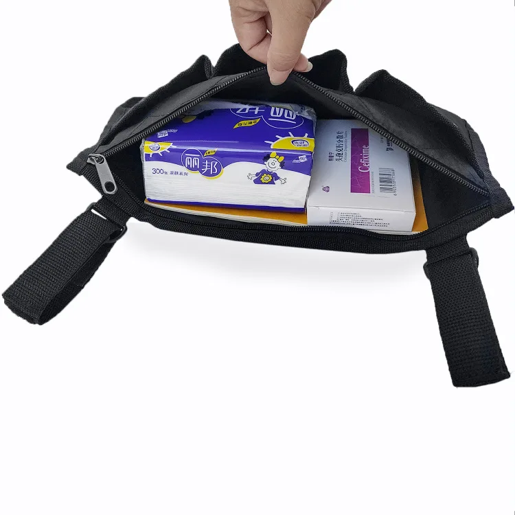Custom 3 pocket walkers rollator hanging organizer zipper wheelchair side bag