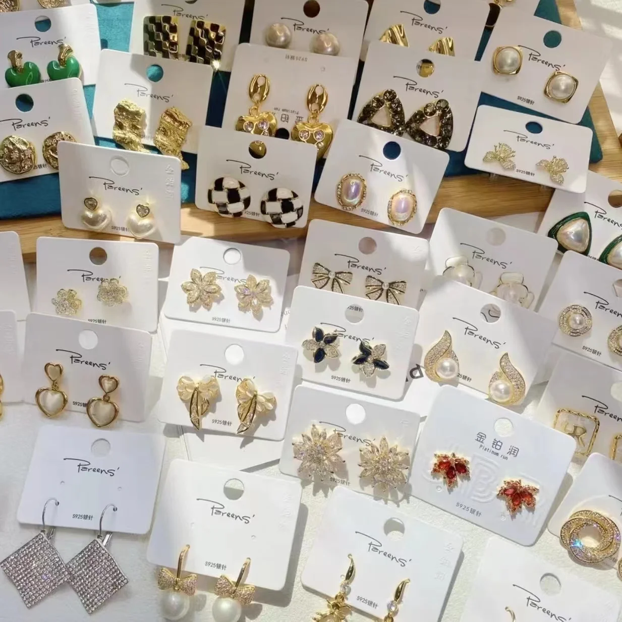 925 Silver Earrings in Kg Wholesale Jewelry Korean Zircon Classic Vintage Gold Plated Diamond Pearl Sterling Silver Earrings