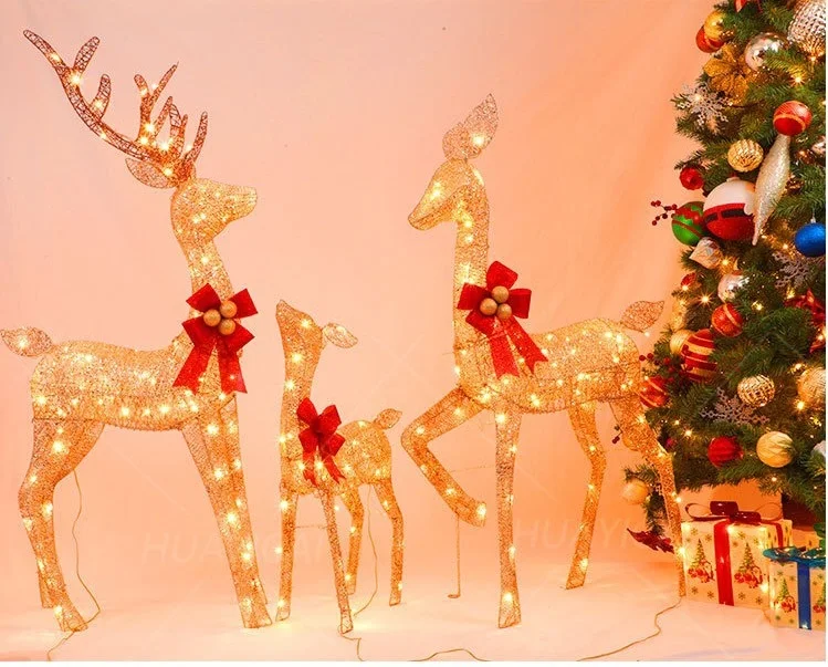 Luminous Christmas Deer Family Three- piece Set Wedding Party Decoration scene layout Christmas supplies