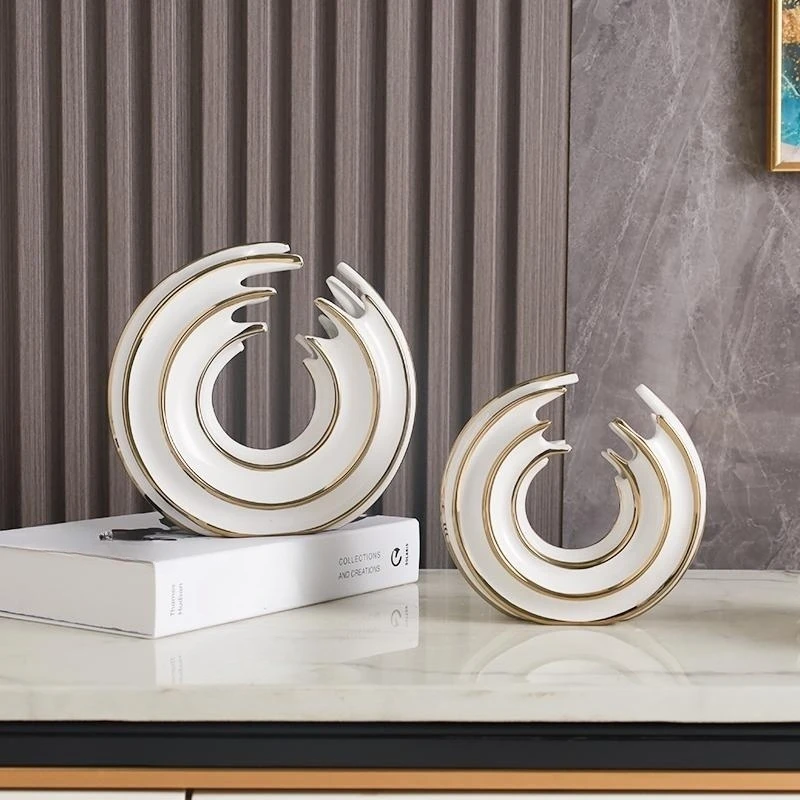 Round Donut Nordic Ceramic Flower Vase ceramic donuts vase Porcelain Nordic Circle Vase