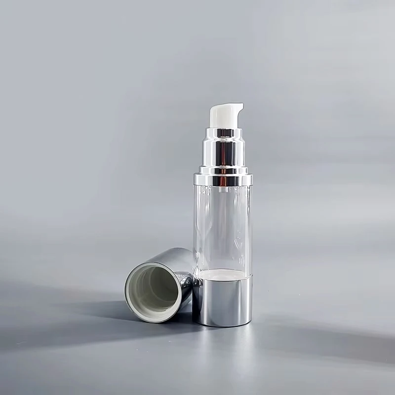 15ml 30ml 50ml airless cosmetic containers silver gold vacuum lotion pump airless bottle