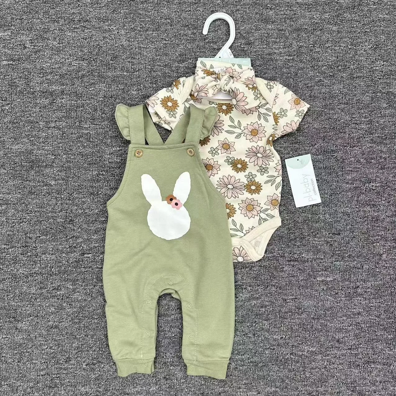 2024 New arrival knitted baby jumpsuit, floral pattern long sleeve baby girl clothing 3-piece set 3-12 months toddler clothing