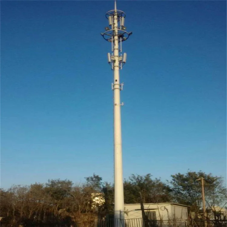 China supplier 30m 40m 50m 60m  galvanized pipe 5G cell phone bts steel gsm telecom antenna pole tower