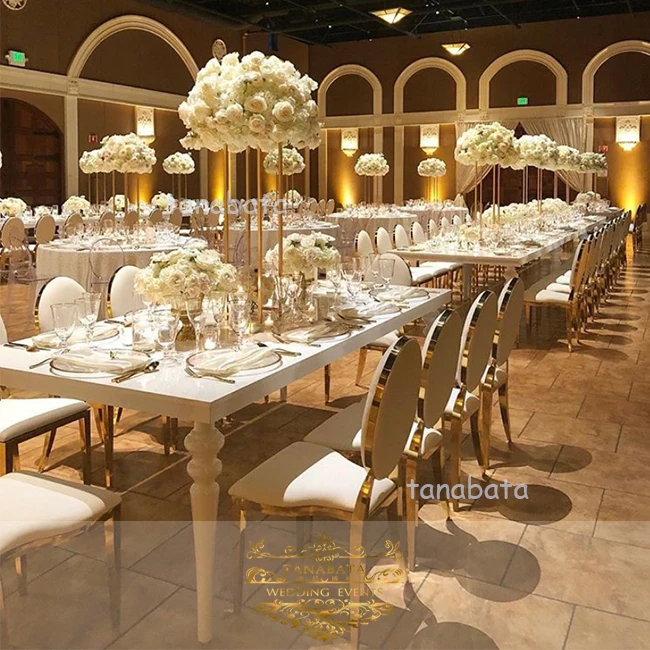 dubai wedding rectangle white mdf banquet table modern chinese restaurant furniture