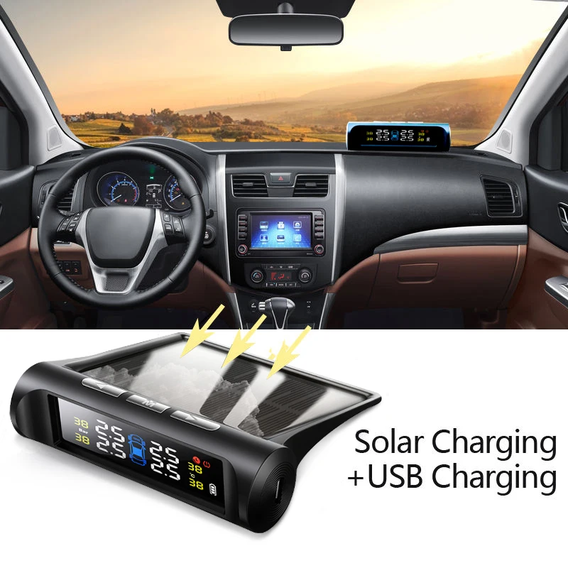 Tire Pressure Monitoring System, TPMS Tire Pressure Monitor System Colored Screen Universal Wireless LCD Display