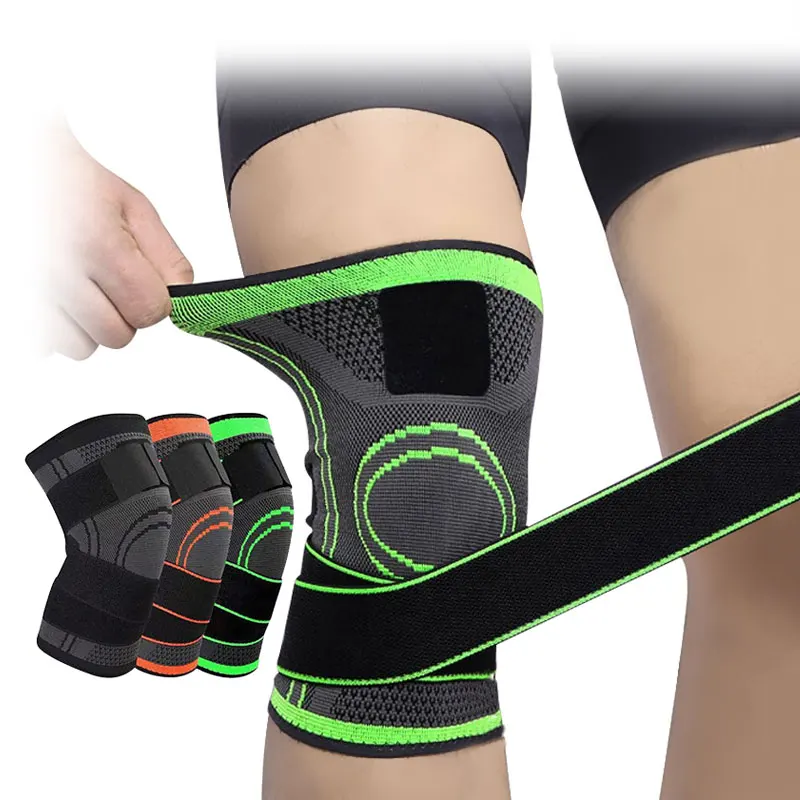 Factory price Loki HD-K13 knitted High elastic Knee Compression Sleeve basketball Knee Brace With Adjustable Strap