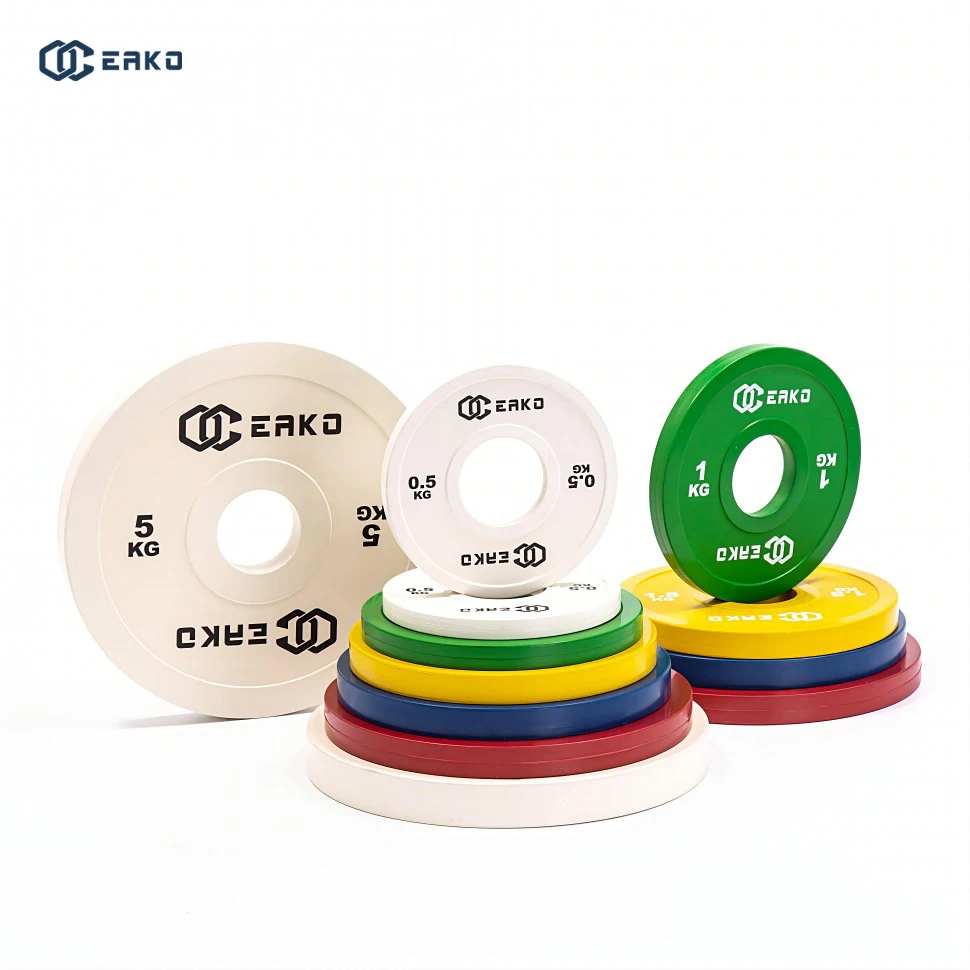 Eako Sports Gym Fitness Cast Iron Competition Change Plate Color 1kg/2kg/5kg Barbell Calibrated Bumper Rubber Weight Plates