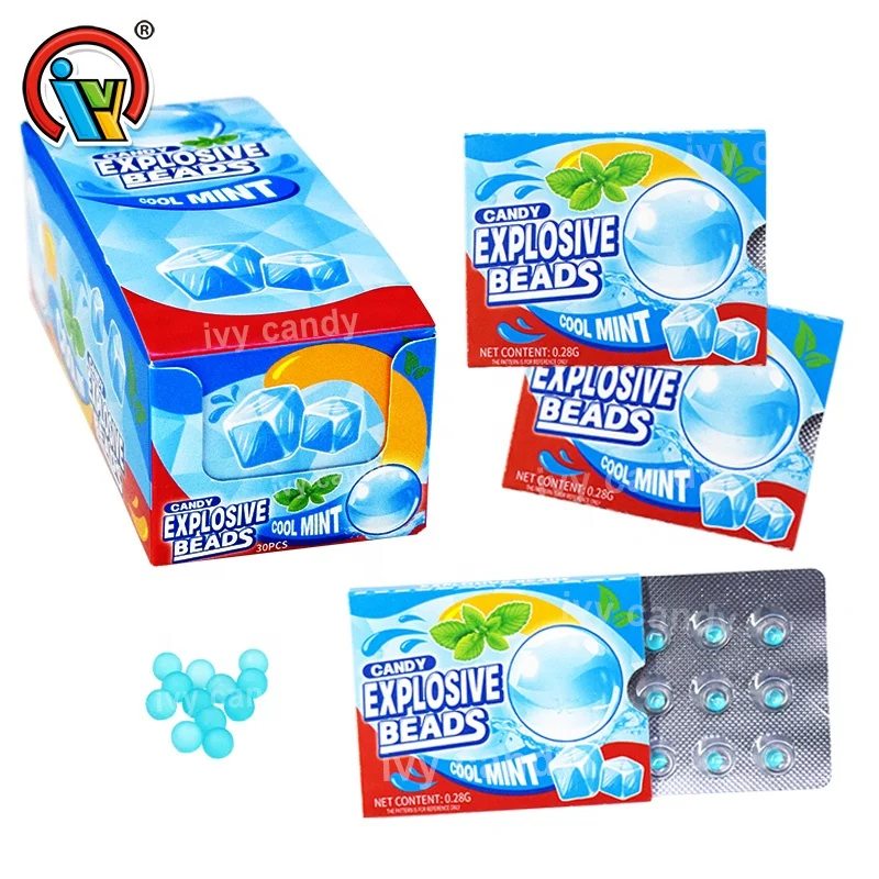Customized mini package fresh breath mint explosive beads candy supplier