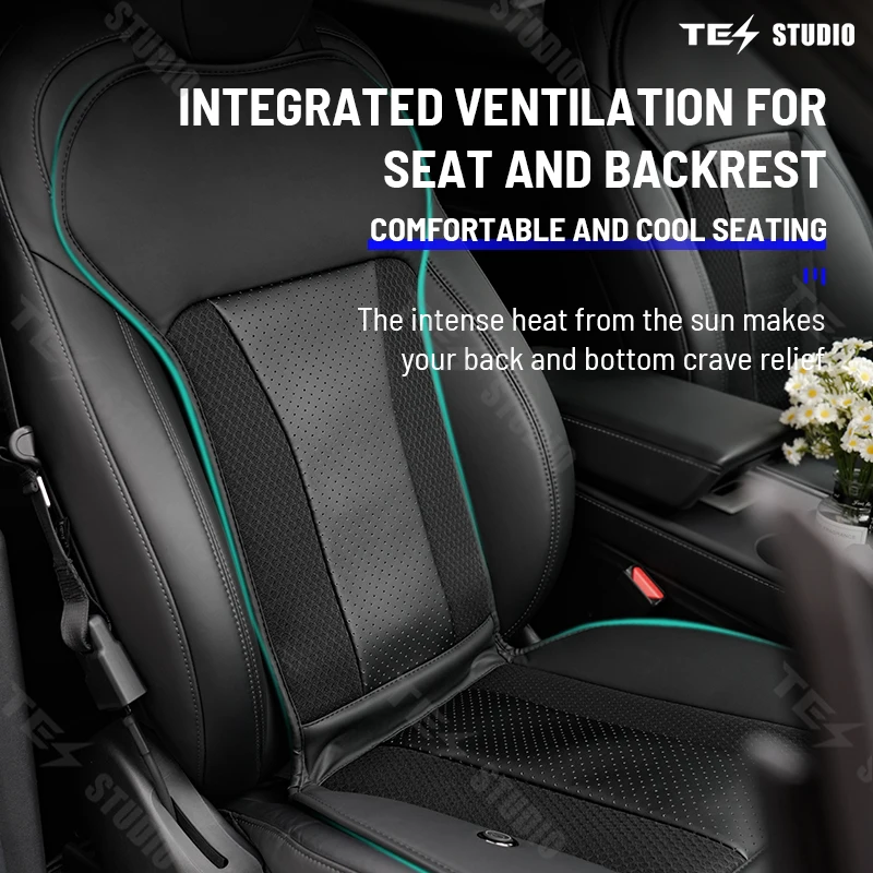 For Tesla Model 3/Y Ventilation Breathable Car Seat Cover Summer Cool Protector Sheet Interior Cushion For Front Single Seat