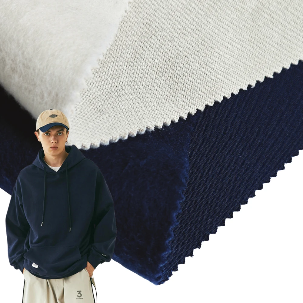 Custom Heavyweight Thermal Cotton Polyester TC One Side Brushed French Terry Fleece Fabric For Hoodies
