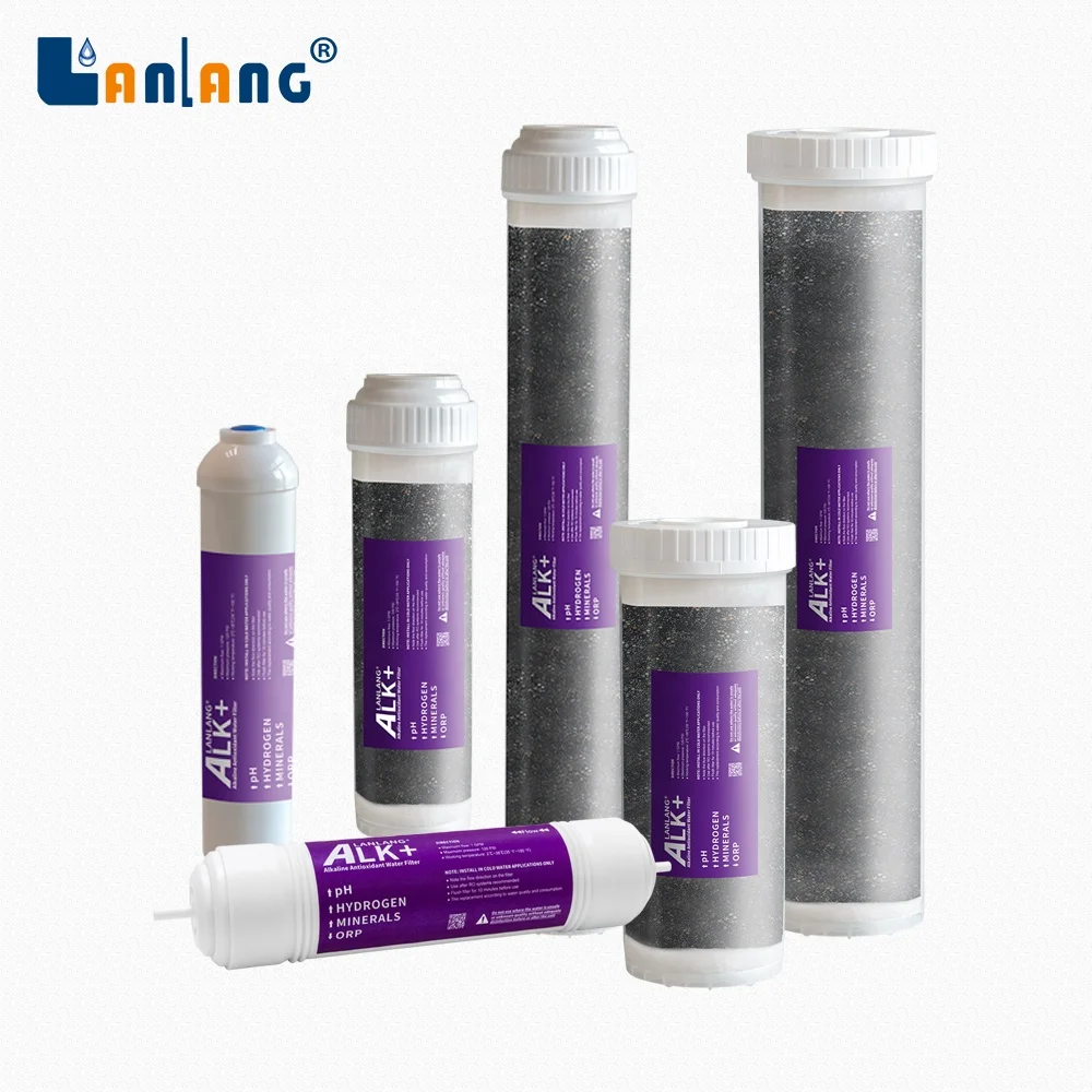 Lanlang Patent OEM hydrogen alkaline household under sink countertop water purifier inline alkaline filter cartridge
