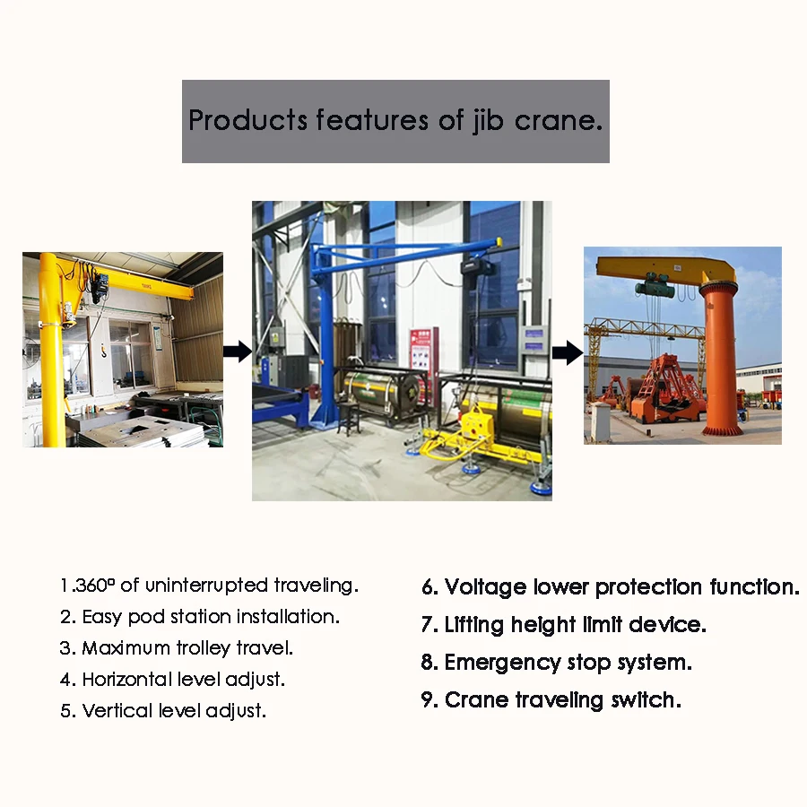 rotary I beam wall fixed movable 360 degree 800 kg 500kg jib crane price factory