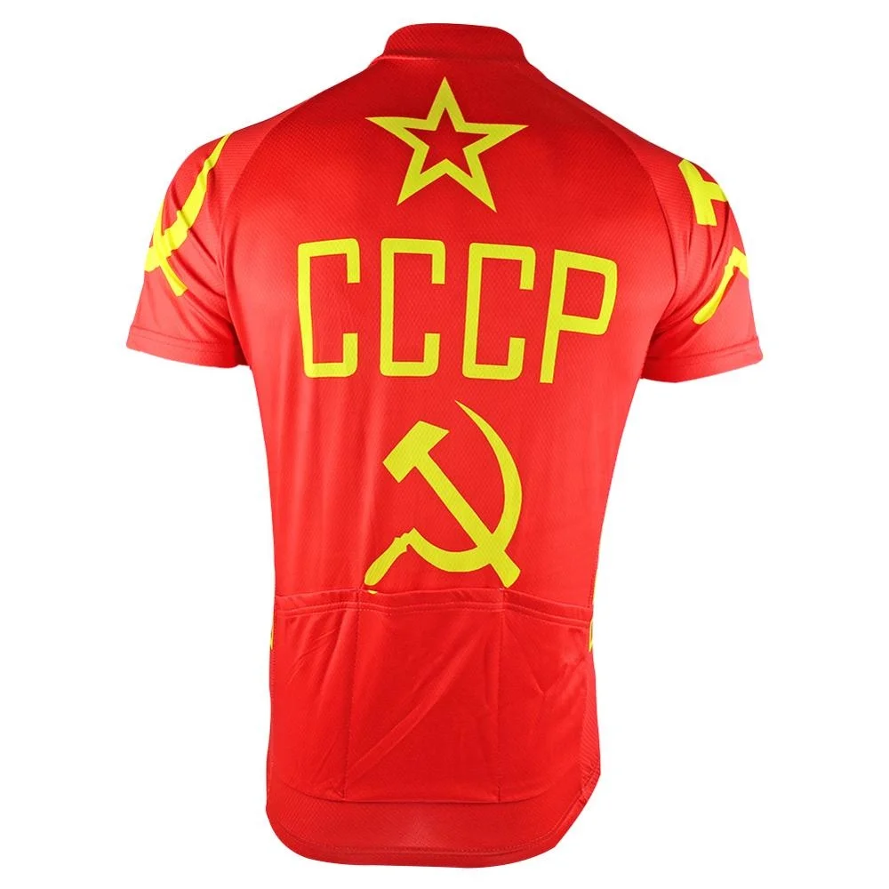
HIRBGOD NR236 Russia Cycle Jersey Men Cycling Jersey Short Sleeve Bike Jersey Breathable CCCP Red Cycling Wear 